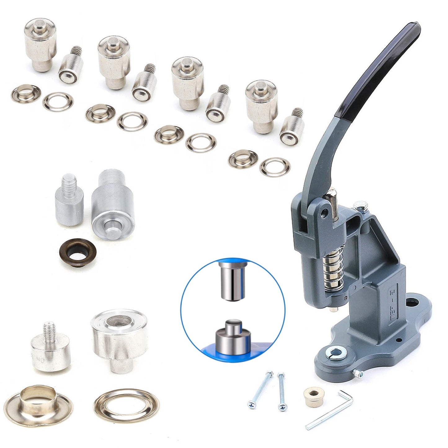 Grommet Press Machine with 5 Sizes Setting Dies