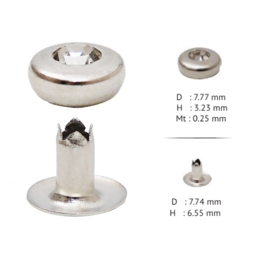 7,5 mm (0,30 inch) Crsytal Rhinestone Rivets