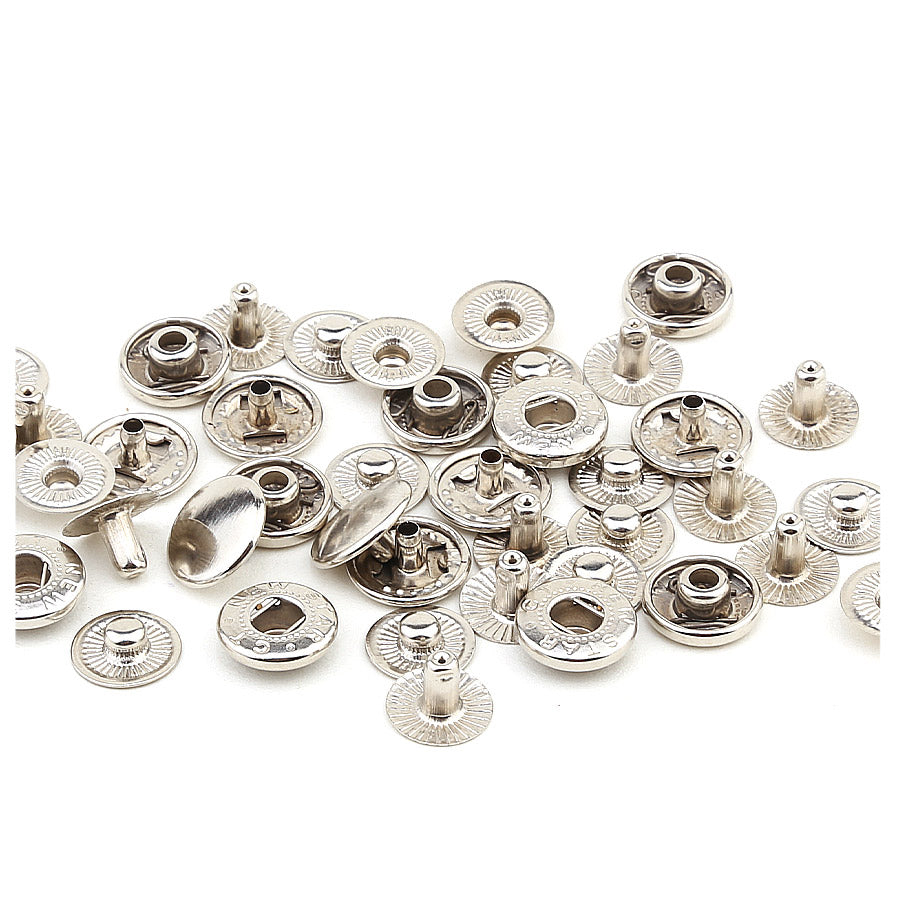 0.39 Inch (10 mm) Silver Stainless Steel Fashion Spring Snap Fasteners