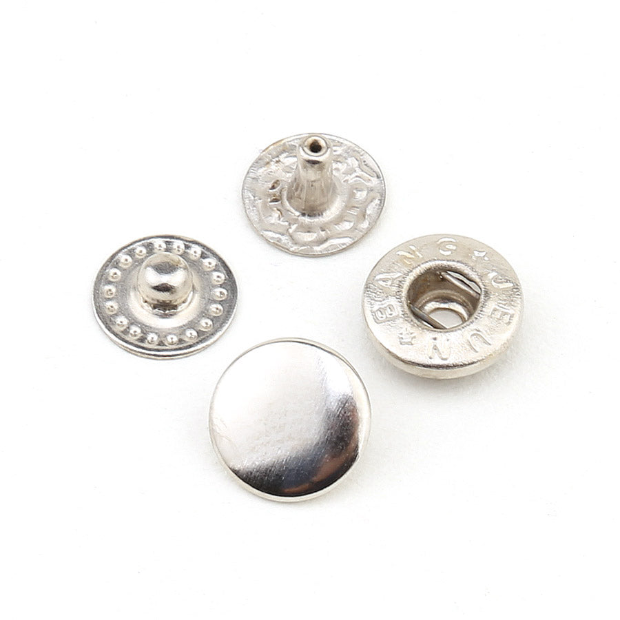 0.39 Inch (10 mm) Silver Stainless Steel Fashion Spring Snap Fasteners