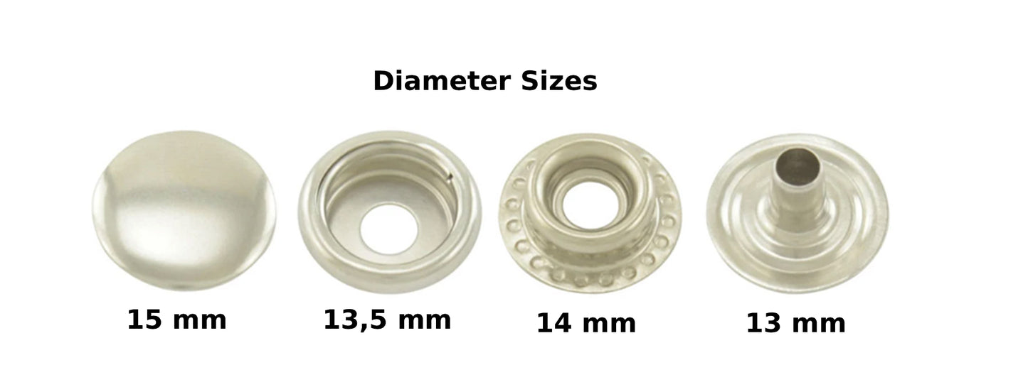 15 mm Stainless Steel Heavy Duty Snap Button Press Stud Cap