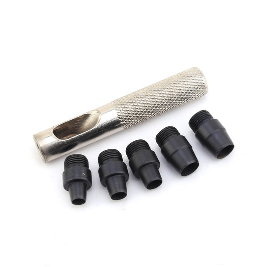 5 in 1 Hole Puncher 6 mm to 10 mm Changeable Punches - Leather Craft Round Hollow Hole Punch Cutter Tool