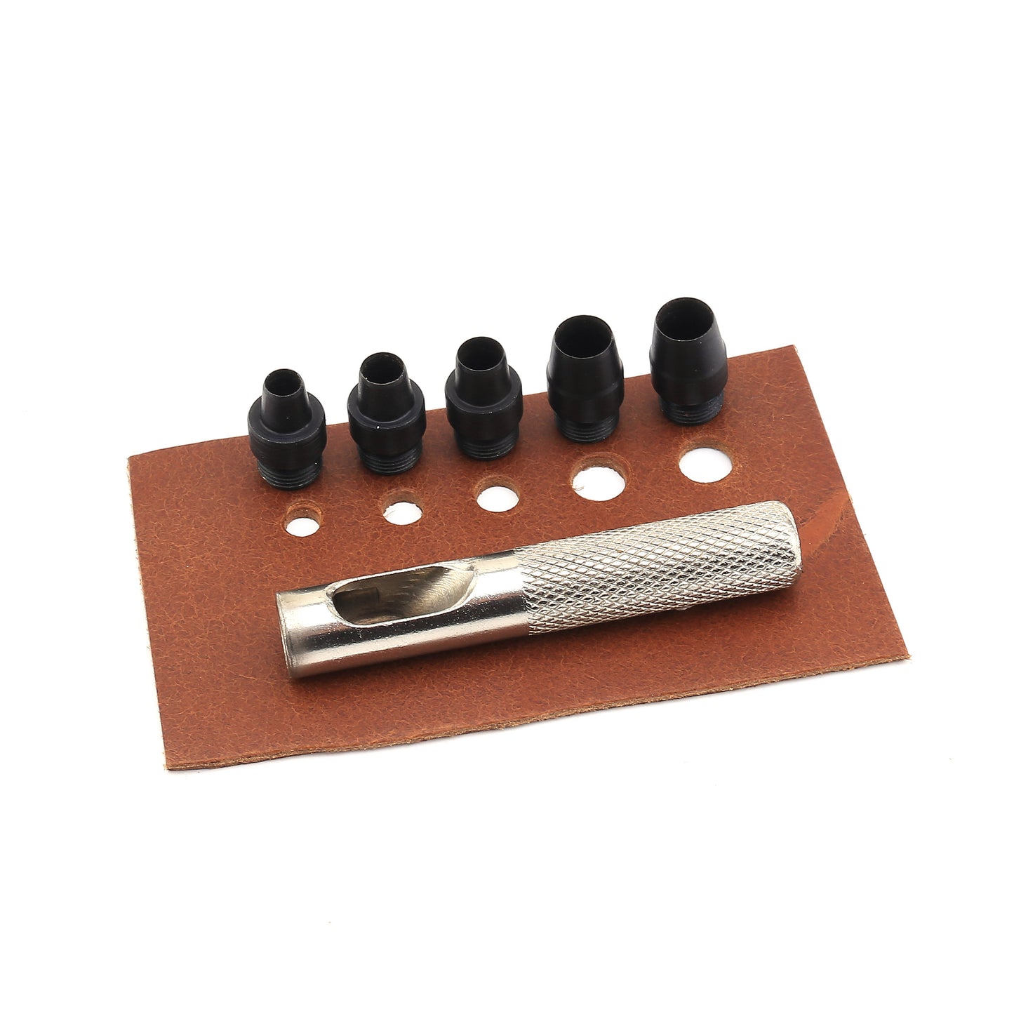 5 in 1 Hole Puncher 6 mm to 10 mm Changeable Punches - Leather Craft Round Hollow Hole Punch Cutter Tool