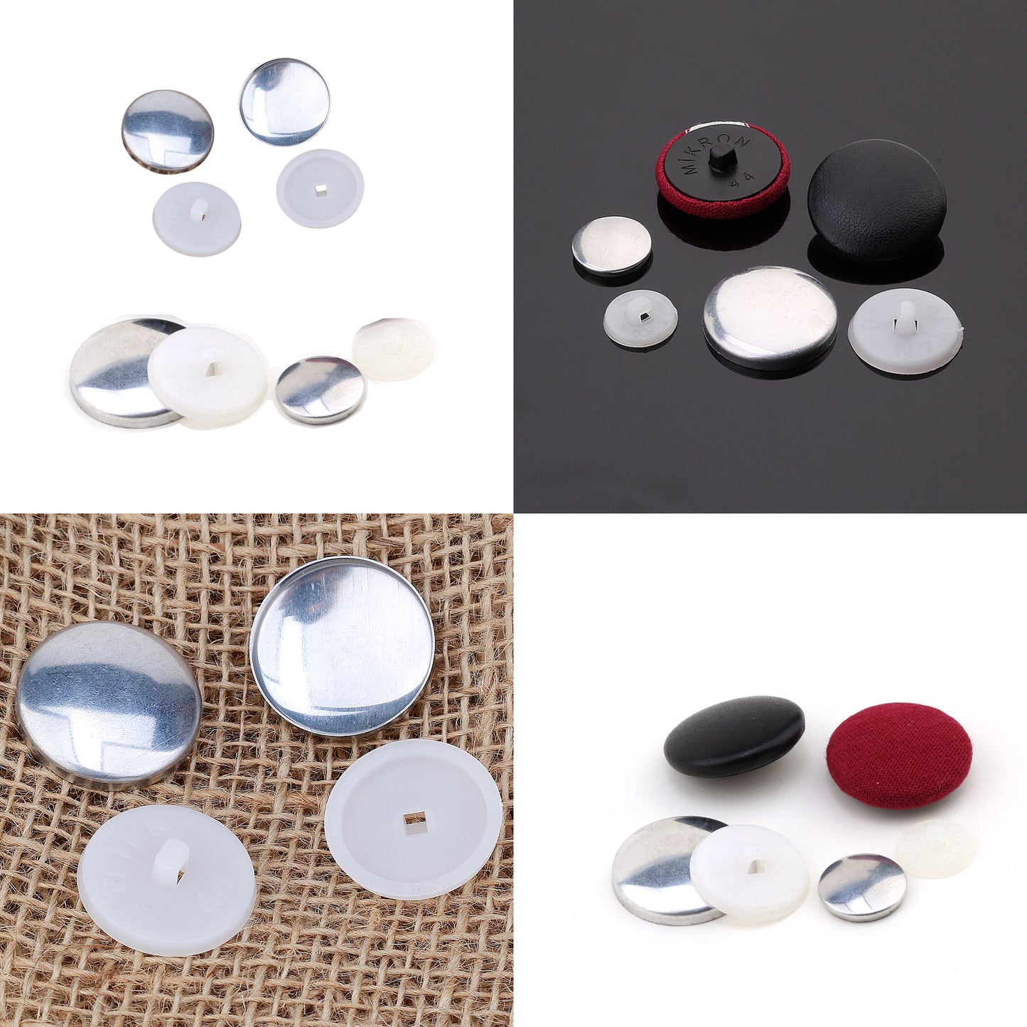 DIY Self Cover Button Making Kit - Hand Press Button Machine, 100pcs Cover Button Kits with 3 Sizes and Making Dies