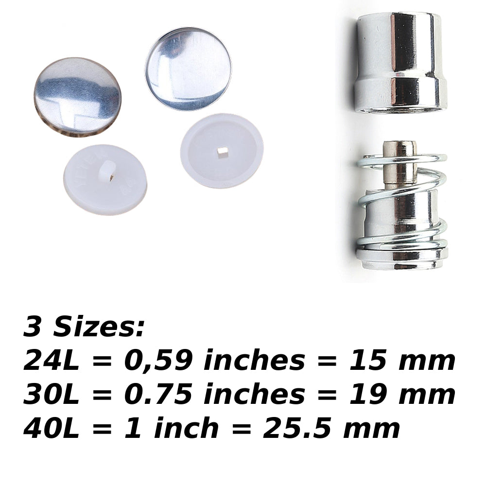 DIY Self Cover Button Making Kit - Hand Press Button Machine, 100pcs Cover Button Kits with 3 Sizes and Making Dies
