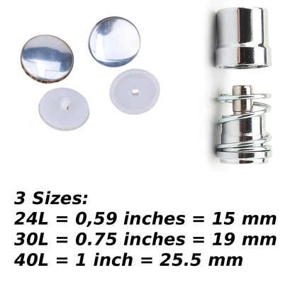 DIY Self Cover Button Making Kit - Hand Press Button Machine, 100pcs Cover Button Kits with 3 Sizes and Making Dies