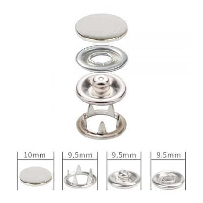 Capped Prong Snap Button Fastener 9,5 mm = 3/8"