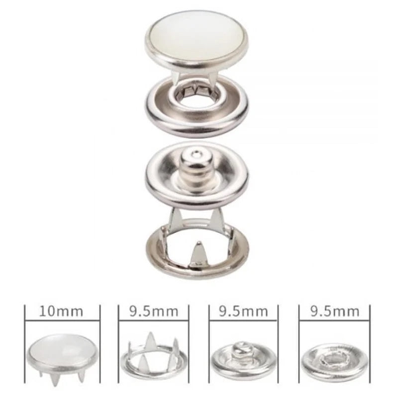 Pearl Capped Prong Snap Button Fastener 9,5 mm = 3/8"