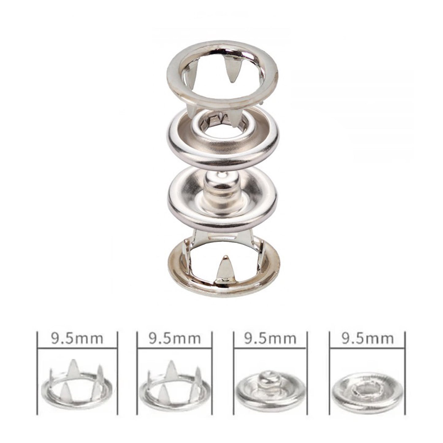 1000 pcs Metal Snap Fastener Kit, 10 Types Sewing Hardware Set with Snaps, Eyelets, Rivets and Cover Button Blanks for Fabric
