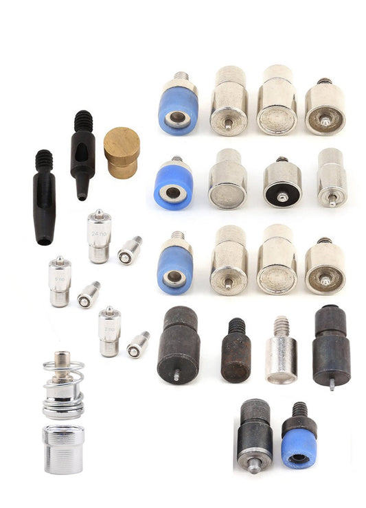 Die Set for Setting Rivets, Eyelets, Grommets, Snap Buttons and Fabric Covered Buttons