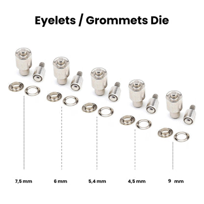 Ensemble de moules d'installation de boutons-pression, rivets, œillets et œillets pour presse à main