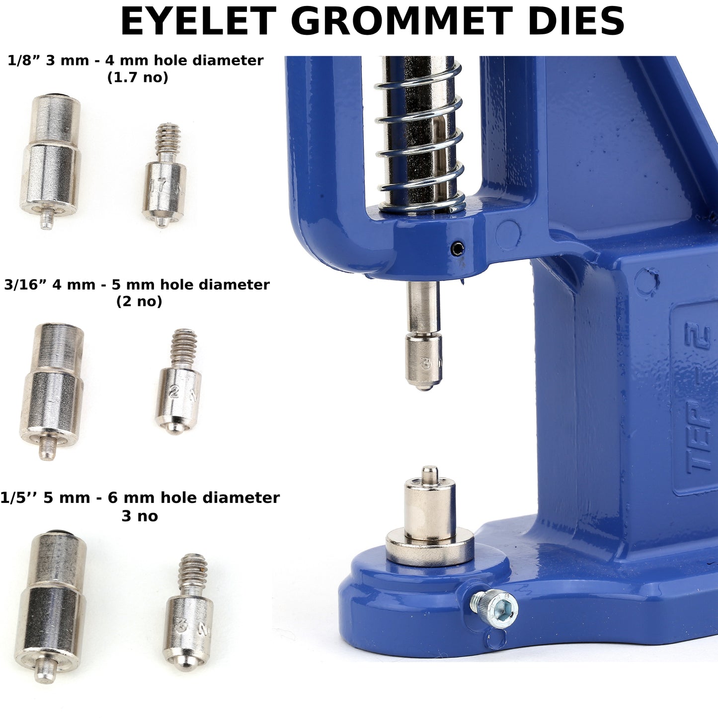 Eyelet Grommet, Snap Button, Rivet Tablet Hand Press Machine Complete Set
