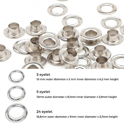 1000 pcs Metal Snap Fastener Kit, 10 Types Sewing Hardware Set with Snaps, Eyelets, Rivets and Cover Button Blanks for Fabric
