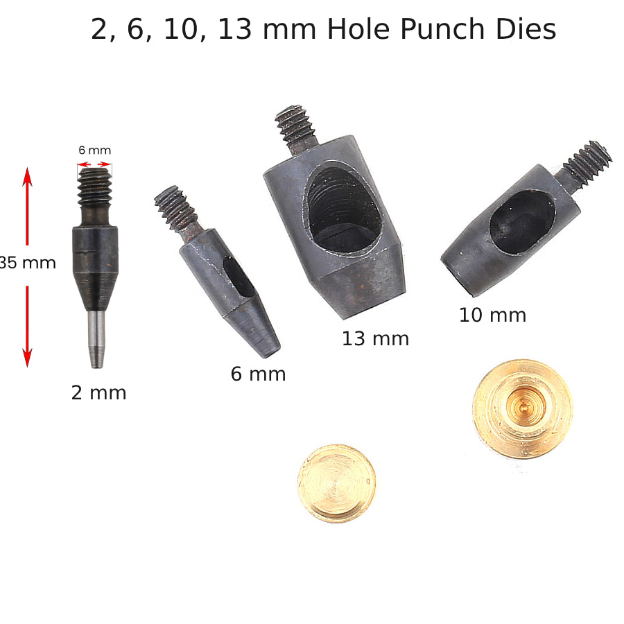 Ensemble de presses à main avec matrices pour boutons-pression, œillets, rivets, fixations à bouton-pression et perforatrices