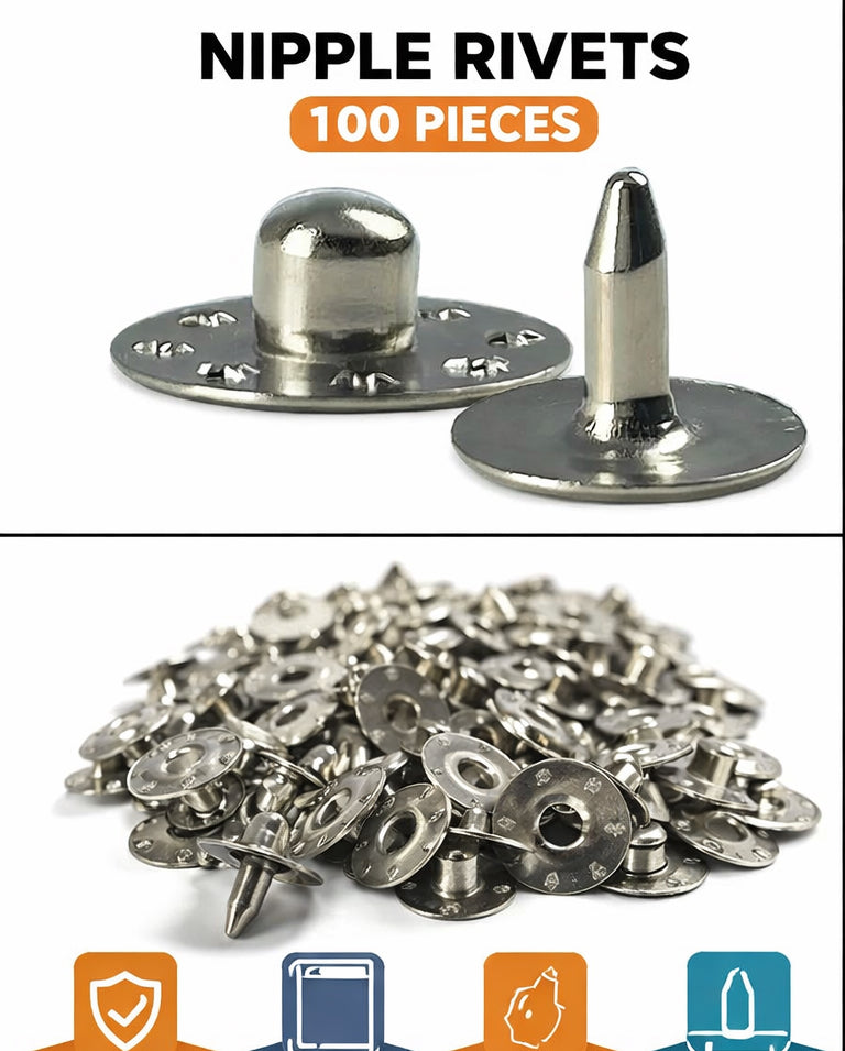 Denim Fasteners Nipple Jeans Rivets 9.5mm 3/8 inch 100 Sets