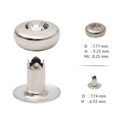 7,5 mm (0,30 inch) Crsytal Rhinestone Rivets