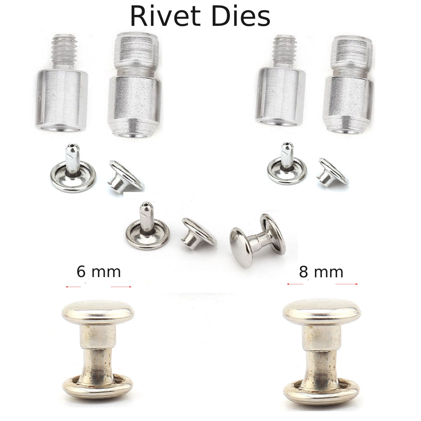 Ensemble de presses à main avec matrices pour boutons-pression, œillets, rivets, fixations à bouton-pression et perforatrices