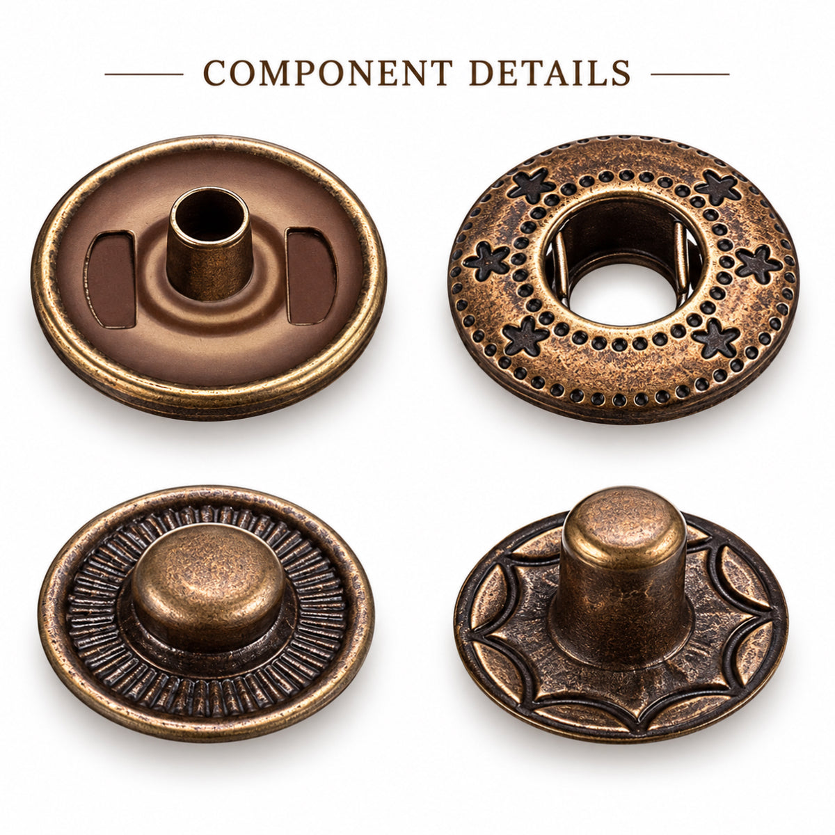 0.59 Inch (15 mm) Line 24 Antique Brass S Spring Snap Fasteners