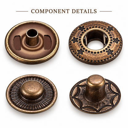 0.59 Inch (15 mm) Line 24 Antique Brass S Spring Snap Fasteners