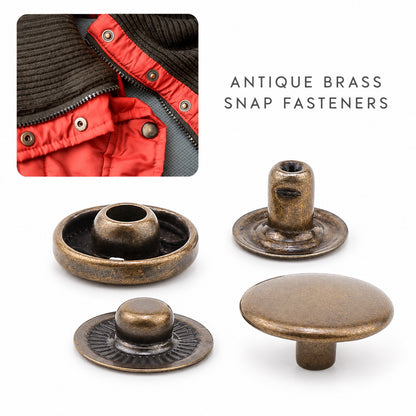 0.59 Inch (15 mm) Line 24 Antique Brass S Spring Snap Fasteners