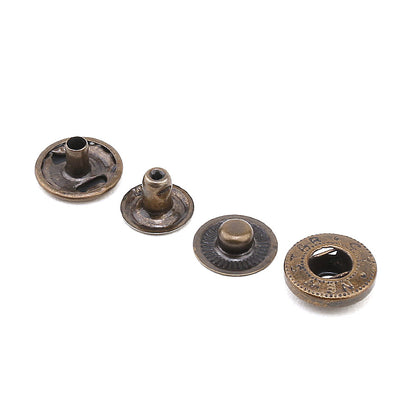 0.59 Inch (15 mm) Line 24 Antique Brass S Spring Snap Fasteners