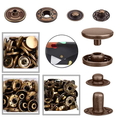 0.59 Inch (15 mm) Line 24 Antique Brass S Spring Snap Fasteners