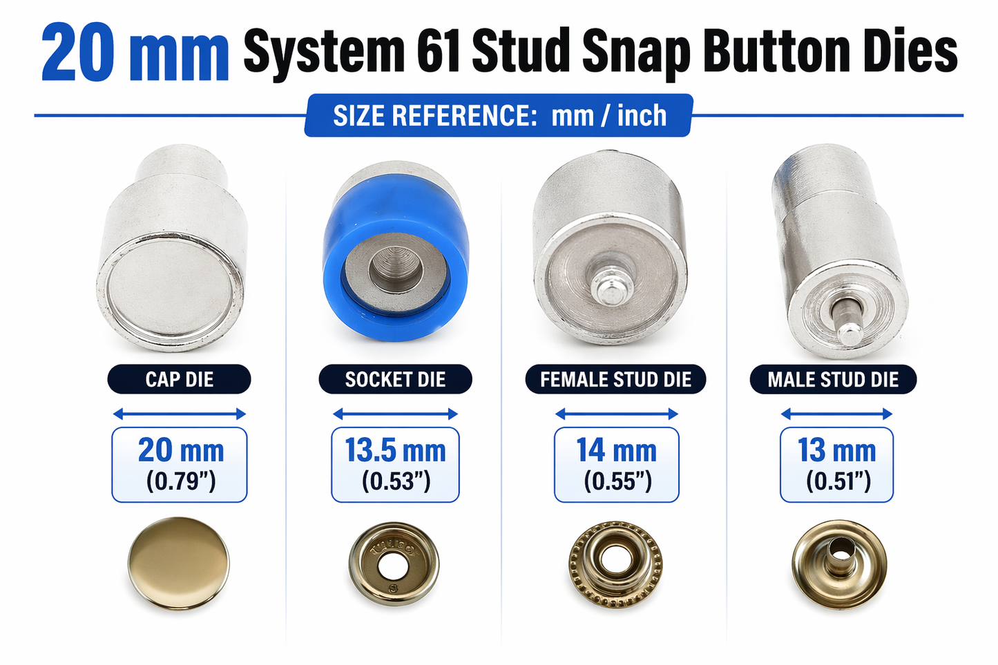 15 mm Druckknopf-Stanzform für Handpresse