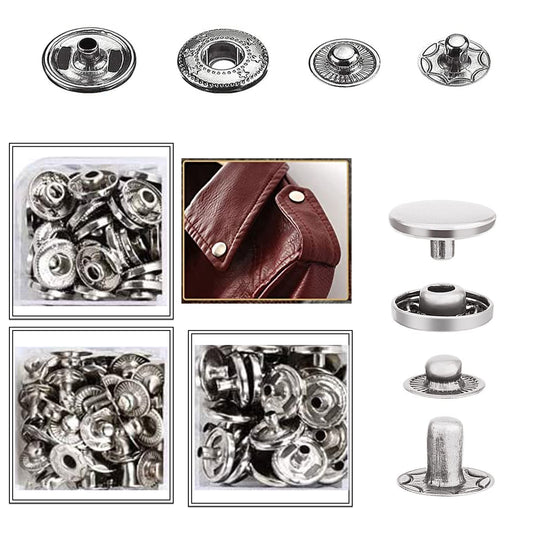 0.39 Inch (10 mm) Silver Stainless Steel Fashion Spring Snap Fasteners