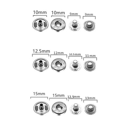 1000 pcs Metal Snap Fastener Kit, 10 Types Sewing Hardware Set with Snaps, Eyelets, Rivets and Cover Button Blanks for Fabric