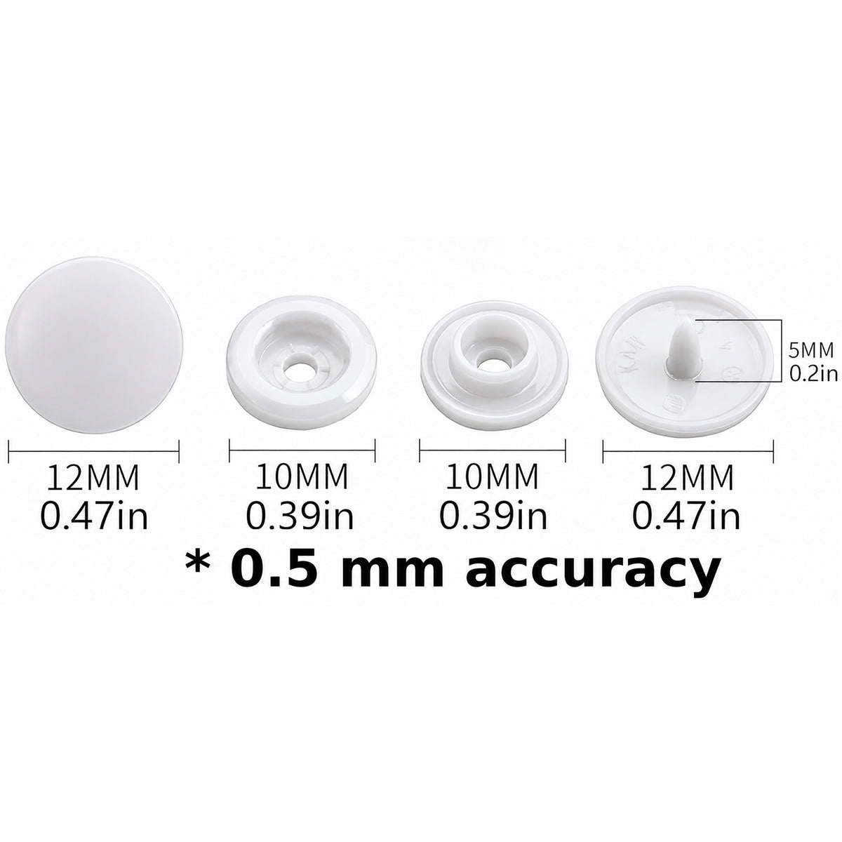0.47 Inch (12 mm) T5 Plastic Snap Fasteners