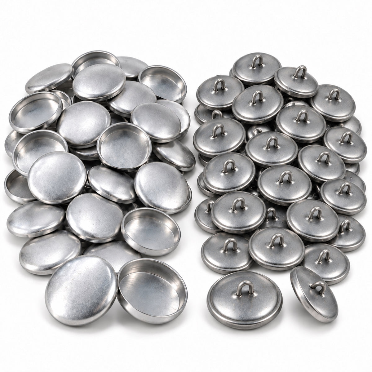 Aluminum Self Cover Button Blanks with Wire Backs 6 Size Options