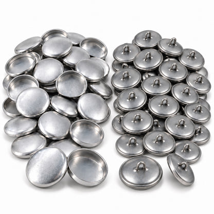 Aluminum Self Cover Button Blanks with Wire Backs 6 Size Options